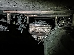 Tub of coal in a working at Ayle Colliery.