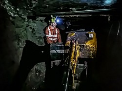 Working the Hydrox Digger at Ayle Colliery.